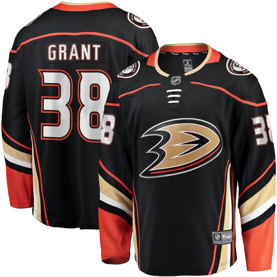 Men Anaheim Ducks 38 Derek Grant Fanatics Branded Black Home Breakaway Player NHL Jersey